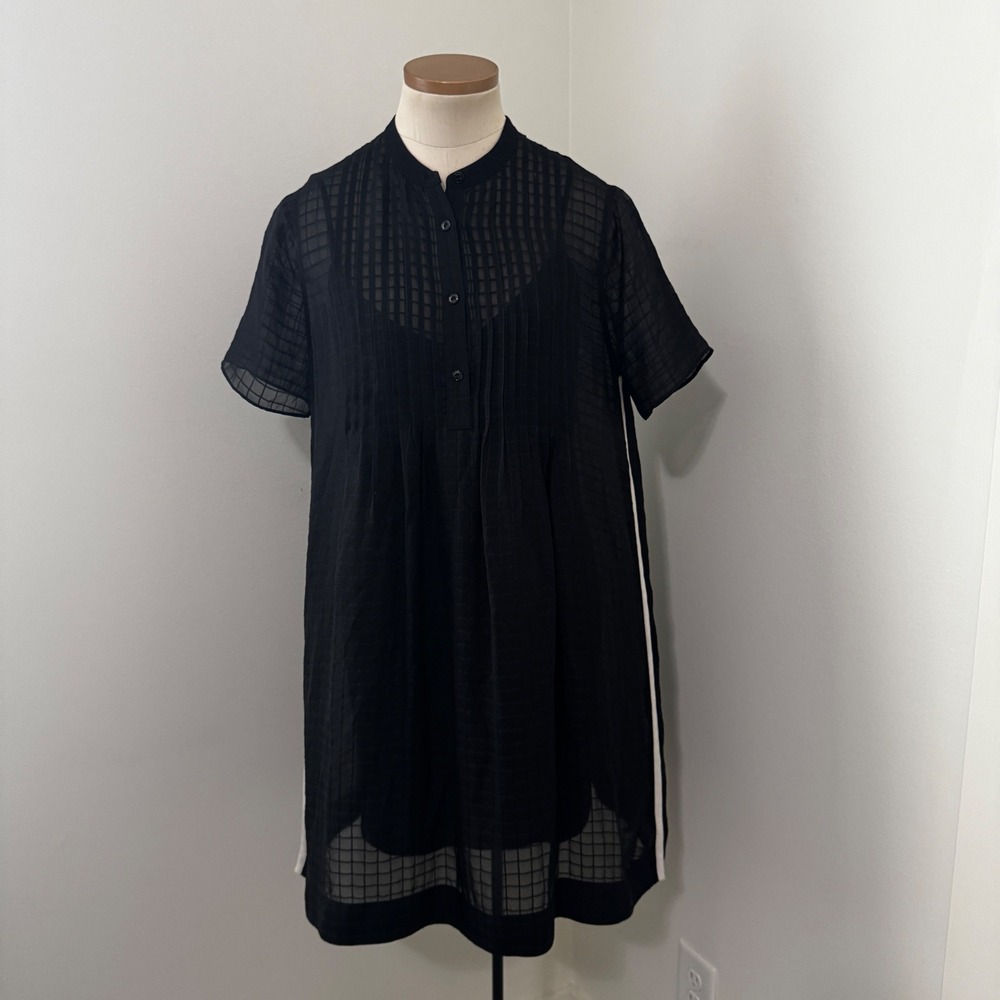 Rag & Bone Medium Black Silk Sheer Mini Dress w/ LIning LBD Minimalist Classic